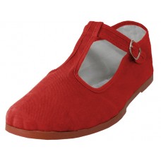 T5-777-R - Wholesale Women's T-Strap Cotton Upper Classic Mary Jane Shoes (*Mandarin Red) *Last 3 Case